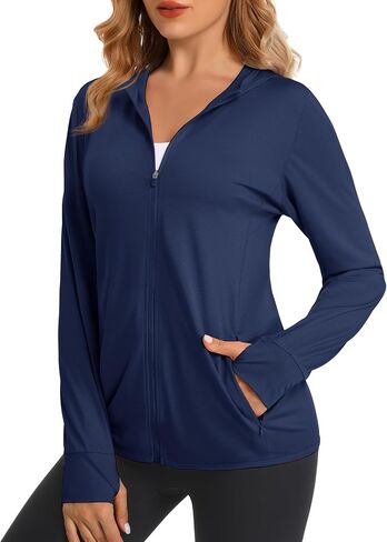 جاكيتات Magcomsen للنساء الكامل zip up خفيفة الوزن بأكمام طويلة upf 50+ تمرين تجريب الحماية من أشعة الشمس in Kuwait