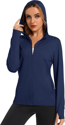جاكيتات Magcomsen للنساء الكامل zip up خفيفة الوزن بأكمام طويلة upf 50+ تمرين تجريب الحماية من أشعة الشمس in Kuwait
