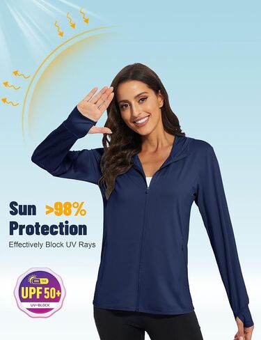 جاكيتات Magcomsen للنساء الكامل zip up خفيفة الوزن بأكمام طويلة upf 50+ تمرين تجريب الحماية من أشعة الشمس in Kuwait