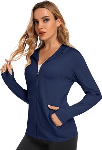 جاكيتات Magcomsen للنساء الكامل zip up خفيفة الوزن بأكمام طويلة upf 50+ تمرين تجريب الحماية من أشعة الشمس in Kuwait