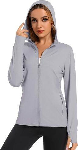 MAGCOMSEN Jackets for Women Full Zip Up Lightweight Long Sleeve UPF 50+ Workout Workout Sun Protection Hoodie in Kuwait