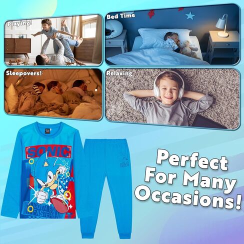 Sonic the Hedgehog Shadow Boys Pajama Set ، صالة مريحة ، ملابس ناعمة PJS - هدايا الألعاب للأولاد in Saudi Arabia