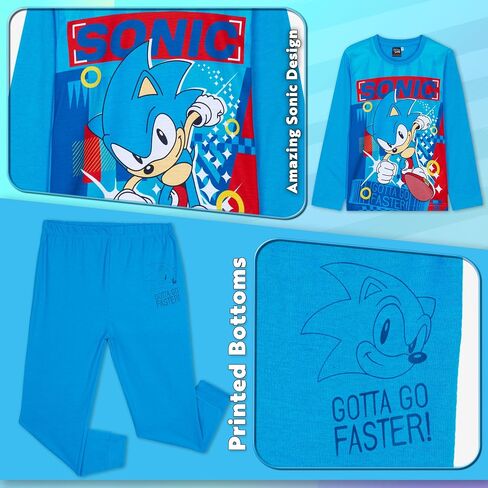Sonic the Hedgehog Shadow Boys Pajama Set ، صالة مريحة ، ملابس ناعمة PJS - هدايا الألعاب للأولاد in Saudi Arabia
