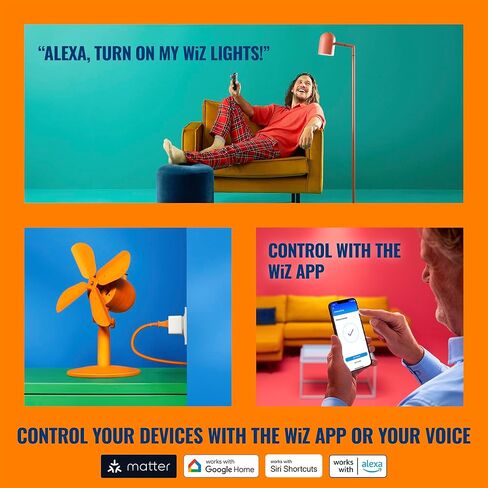 WiZ Connected WiZ Smart Plug Gen 2 - حزمة من 1 - النوع B - يتصل بشبكة Wi-Fi الموجودة لديك بسرعة 2.4 جيجا هرتز - تطبيق التحكم - يعمل مع Google Home، وAlexa، وSiri Shortcuts - لا يتطلب محورًا in Kuwait