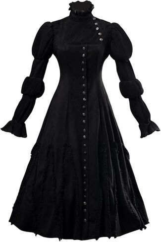 CosFantasy Cosplay Costume Womens Witch Costume Long Black Vintage Dress FY0092 in Kuwait