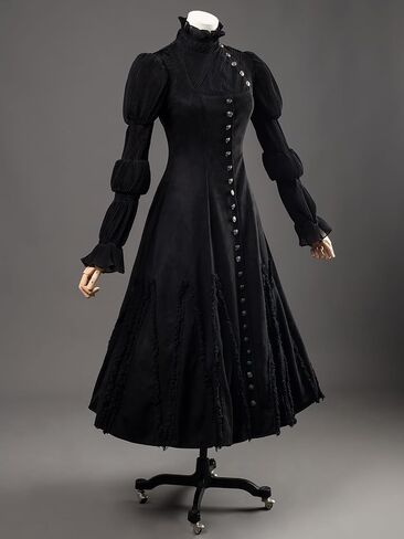 CosFantasy Cosplay Costume Womens Witch Costume Long Black Vintage Dress FY0092 in Kuwait