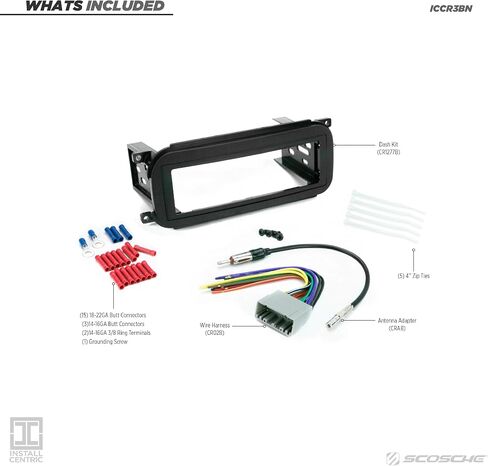 Scosche ICCR3BN Single DIN Radio Install Dash Kit Compatible with Select 2002-07 Chrysler, Dodge & Jeep Vehicles - Complete Basic Car Stereo Installation Kit - See Vehicle Fit Guide in Images in Kuwait