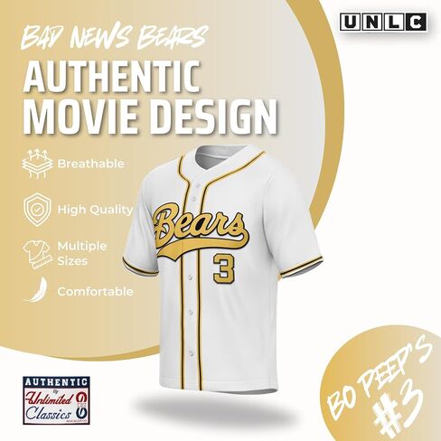 Bo Peeps Gentleman's Club #3 Bad News Baseball Jersey White - Stitched Letters and Numbers S-3XL Authentic Fabs Apparel in Saudi Arabia