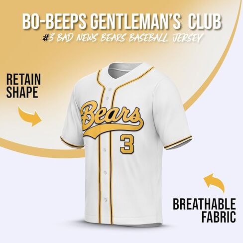 Bo Peeps Gentleman's Club #3 Bad News Baseball Jersey White - Stitched Letters and Numbers S-3XL Authentic Fabs Apparel in Saudi Arabia