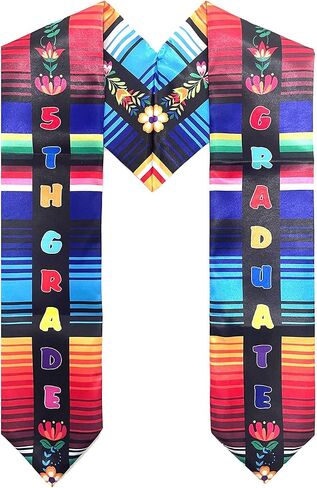Kids Graduation Stole Sash Mexican Preschool Kindergarten 5th Grade 8th Grade Grad Serape Sash Stole Gift with Flowers in Saudi Arabia