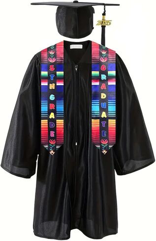 Kids Graduation Stole Sash Mexican Preschool Kindergarten 5th Grade 8th Grade Grad Serape Sash Stole Gift with Flowers in Saudi Arabia
