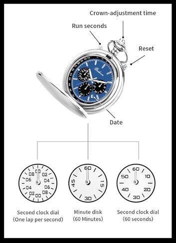 BOSHIYA Multifunctional Stopwatch Calendar Silver Gold Black Pocket Watch with Bracelet in Saudi Arabia