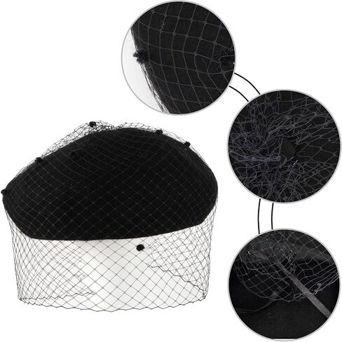 Women Fall Winter Spring Warm Wool Blend Beret French Artist Painter Hat with Veil in Kuwait