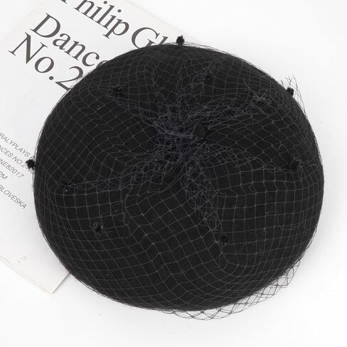 Women Fall Winter Spring Warm Wool Blend Beret French Artist Painter Hat with Veil in Kuwait