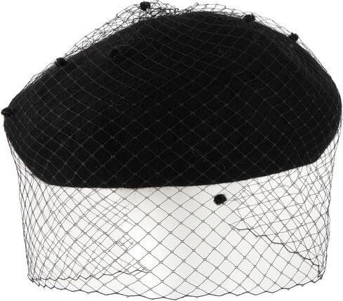 Women Fall Winter Spring Warm Wool Blend Beret French Artist Painter Hat with Veil in Kuwait