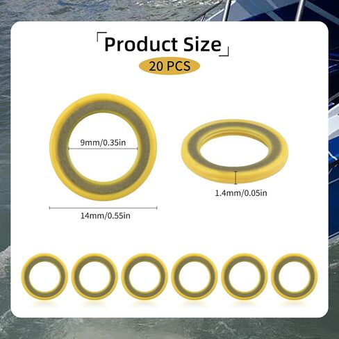 20Pcs 26-830749 Gearcase Drain Plug Seal Washer Gaskets, Lower Unit Grease Gaskets, Gearcase Lube Drain Screw Washer Compatible with Mercury Marine/Mercruiser in Saudi Arabia
