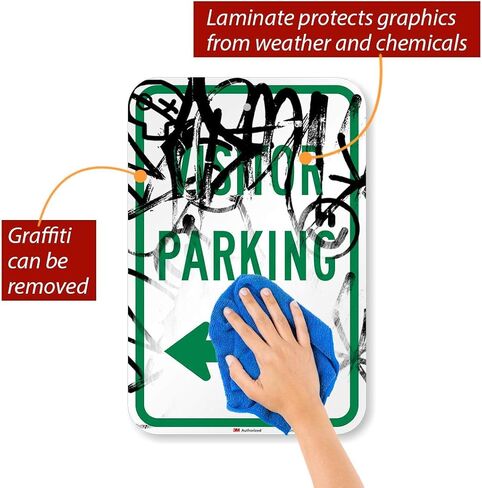 لافتة SmartSign "مواقف سيارات الزوار" مع سهم ثنائي الاتجاه | ألومنيوم عاكس من الدرجة الهندسية مقاس 12 × 18 بوصة 3M in Saudi Arabia