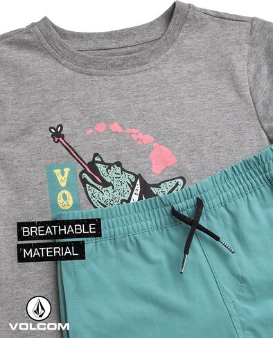 Volcom Toddler Boy Shorts Set - 2 Piece Short Sleeve Graphic Tees and Tech Stretch Shorts for Boys - Toddler Summer Clothes in Saudi Arabia