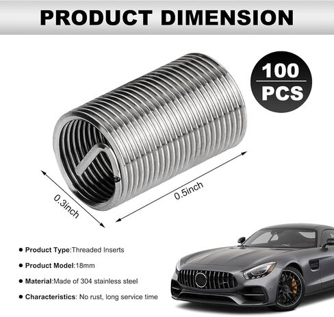 100pcs إصلاح الخيط إدراج ، M6 × 1.0 × 3D متري متري الأكمام الأكمام من الفولاذ. in Kuwait