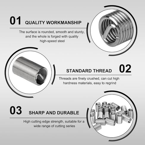 100pcs إصلاح الخيط إدراج ، M6 × 1.0 × 3D متري متري الأكمام الأكمام من الفولاذ. in Kuwait