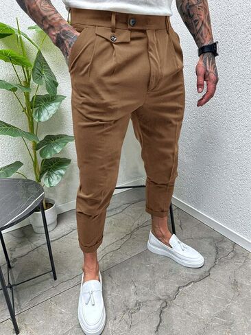 Runcati Mens Slim Fit Dress Pants Pleated Front Skinny Stretch Business Suit Trousers Classic Tapered Work Slacks in Saudi Arabia