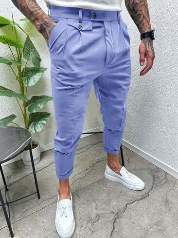 Runcati Mens Slim Fit Dress Pants Pleated Front Skinny Stretch Business Suit Trousers Classic Tapered Work Slacks in Saudi Arabia