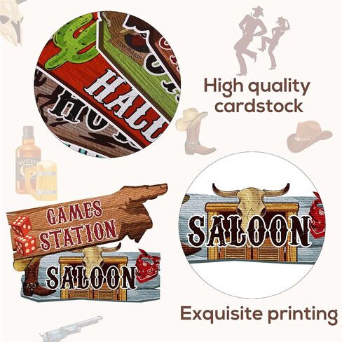 Faccito 24 Pcs Western Party Directional Sign Yard Cowboy Rodeo Theme Cutouts Wild West Welcome Sign Decor for Western Birthday Photo Props Backdrop Wall Party Decorations (Retro Color) in Saudi Arabia