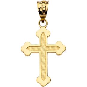 Dainty Greek Orthodox Cross Pendant in Solid 10k Yellow Gold