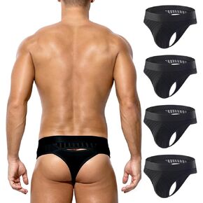 Arjen Kroos Men's Sexy Mesh Thongs Underwear 4 Pack Breathable Cool Silky & Lace Lingeries