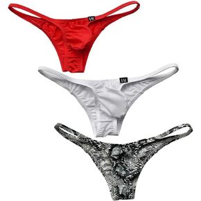 ComLife Men Fashion Ice Silk Thong Thong Low Cerct Solid Color Printed Under