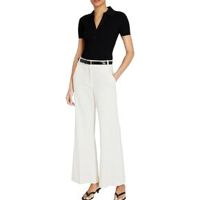 Club Monaco Women's High Rise Twill Linen Trouser