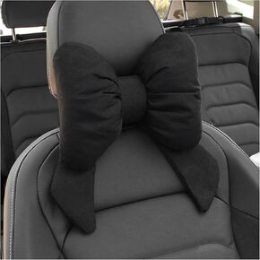 Cute Bow Car Headrest Pillow,Comfortable & Breathable Car Neck Pillows for Relief Neck Fatigue,Universal Head Rest Pillow for Cars Decoration as Birthday Gifts for Women,Girl (Black)