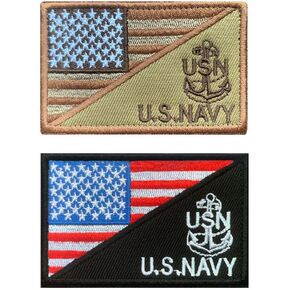 Antrix 2 Packs Tactical American Flag/Anchor Patch Hook & Loop Embroidery USA Pride Emblem Patch for Army Fans Veteran Clothes Cap Bags Backpack Vest Uniform