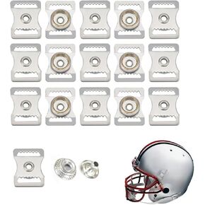15 PCS Process Helmets buckle ， فولاذ مقاوم للصدأ SNAP حزام الذقن buckle ， خوذة كرة القدم تستقر أحزمة الذقن ， مجموعات محول إصلاح الخوذة متعددة الوظائف للهوكي لعبة كرة القدم للبيسبول (Silver)