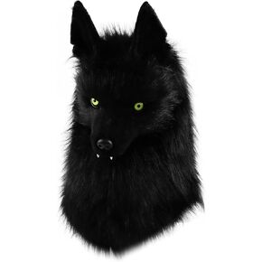 Furry Head Mask Animal Wolf Dog Plush Faux Fur Masks for Halloween Masquerade Cosplay Costume Props