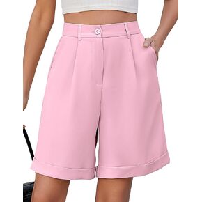 BBX Lephsnt Summer Bermuda Shorts for Women 2025 Trendy Elastic High Waisted Wide Leg Shorts Work Casual Dressy Shorts