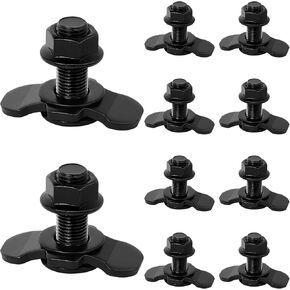 L Track Threaded Stud Fittings L-Track Threaded Double Stud Lug Fitting Tie Down, Used with L Track Rails for Truck Bed or Trailer Cargo Control, Pack of 10, Black, 30CM