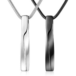2 PCs Cremation Jewelry for Ashes Twist Bar Urn Necklace for Ashes Cremation Memorial Jewelry Stainless Steel Ashes Jewelry Keepsakes For Women Men
