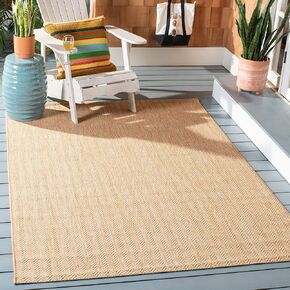 SAFAVIEH Courtyard Collection Accent Rug - 2'7' x 5', Natural & Cream, Non-Shedding & Easy Care, Indoor/Outdoor & Washable-Ideal for Patio, Backyard, Mudroom (CY8022-03012)