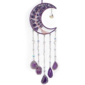 Purple Moon Tree of Life Dream Casher مع قلادة كريستال طبيعية العقيق