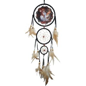 Remorelt Wolf Eagle Bear Dream Catcher Bedroom Wall Decor, Christmas Home Decoration, Room Accessory, Feather Decoration - Unique Home Craft Wall Pendant (DC01 6Inch Wolves)