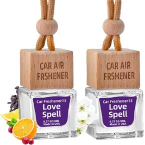 Hanging Car Freshener, 2 x 8ml Long-Lasting Natural Air Diffusers, Mahogany Teakwood Scent, Non-Toxic & Eco-Friendly Car Accessories, Gift for Women, Lasts Up to 90 Days, Made in USA