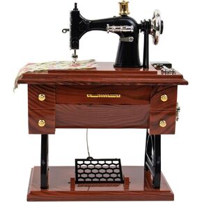 AUEAR, Vintage Mini Music Box Sewing Machine Figurine Birthday Gift Table Decor