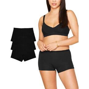 Women's Organic Cotton Mid-Rise Shortie 3-Pack, All-Day Comfort, Breathable Boyshorts Underwear Set