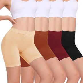 HBselect 4 Pack Cotton Boxer Shorts for Women Underwear Boyshorts Panties Anti Chafing Yoga Bike Shorts (Regular & Plus Size)