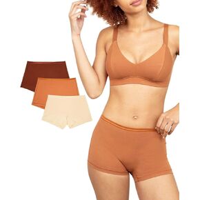 Subset Women's Organic Cotton Mid-Rise Shortie 3-Pack, All-Day Comfort, Boy Shorts, Soft & Breathable in Kuwait