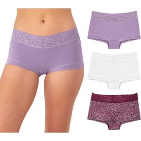 Maidenform Boy Shorts Pack, Stretch Cotton Boyshort Panties, Underwear for Women, 3-Pack