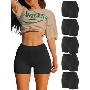 OLCHEE Womens Boyshorts Underwear Panties Seamless High Waisted Boxer Briefs 3.9"Inseam Comfy Stretch Shorts 5 Pack