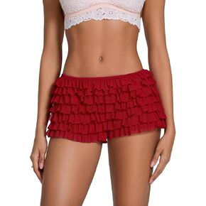 Women Lace Layered Micro Shorts Cotton Soft Y2k Cute Fairy Pajamas Bottoms Low Rise Bloomers Panties