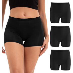 INNERSY Women's 4" Inseam Boy Shorts Underwear Silky Boxer Briefs Panties 3-Pack